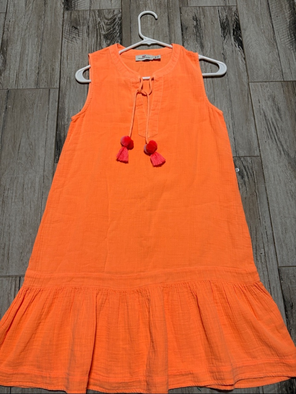 Vineyard Vines Bright Orange Sleeveless Tassel Dress